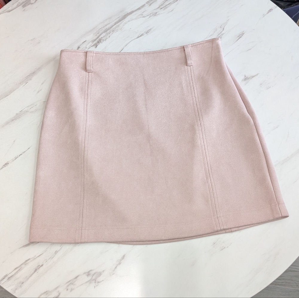 Haute Monde Suede Sexy Chic Blush Pink Women's Skirt Size Large